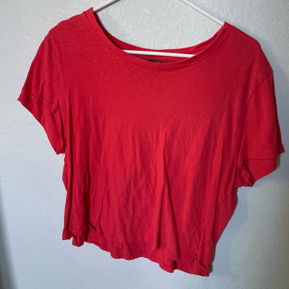 Cropped Red Plain Shirt